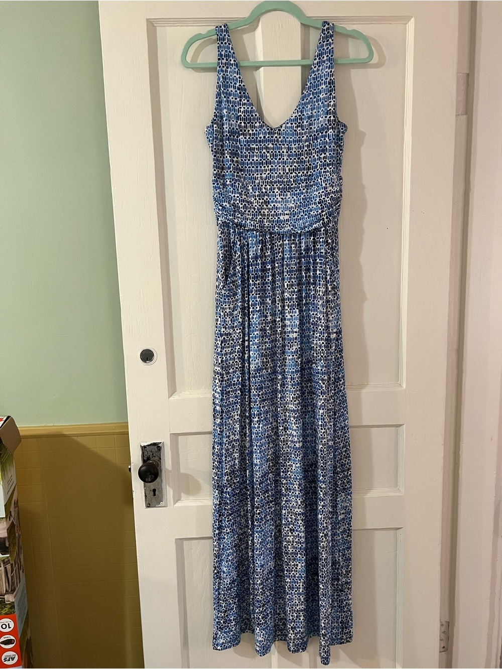 Blue/White Watercolour Printed Maxi Dress Stretchy Cynthia Rowley